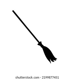 Illustration of a witch's broom. Silhouette of broom. An Isolated element. Halloween clipart.