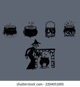 Ilustración del caldero de una bruja 