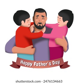 illustration without background to commemorate Father's Day with the words happy fathers day