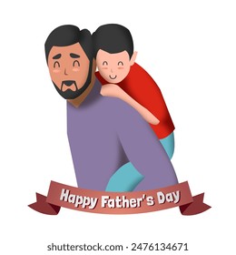 illustration without background to commemorate Father's Day with the words happy fathers day