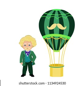 Illustration of the wizard of the Emerald City and its balloon.