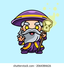 ILLUSTRATION OF WIZARD MAGICIAN SUITABLE FOR ICON, MASCOT, AND STICKER