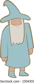 illustration of Wizard, sticker,tshirt print, vector illustration