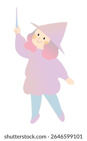 Illustration of a wizard with a wand.