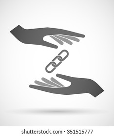 Illustration of wo hands protecting or giving a chain