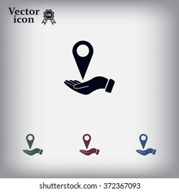 Illustration of wo hands protecting or giving a map mark