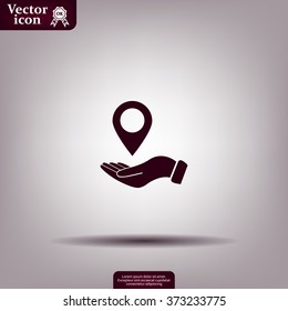 Illustration of wo hands protecting or giving a map mark