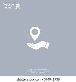 Illustration of wo hands protecting or giving a map mark