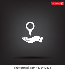 Illustration of wo hands protecting or giving a map mark