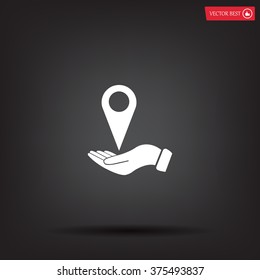 Illustration of wo hands protecting or giving a map mark