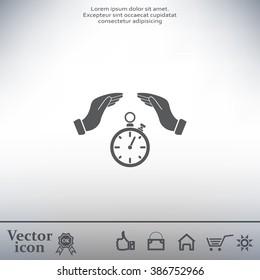 Illustration of wo hands protecting or giving a timer



