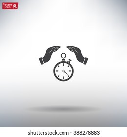 Illustration of wo hands protecting or giving a timer



