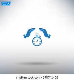 Illustration of wo hands protecting or giving a timer
