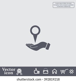 Illustration of wo hands protecting or giving a map mark