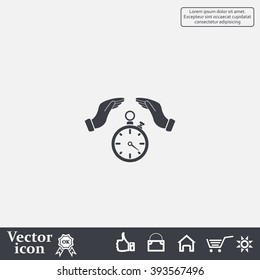 Illustration of wo hands protecting or giving a timer



