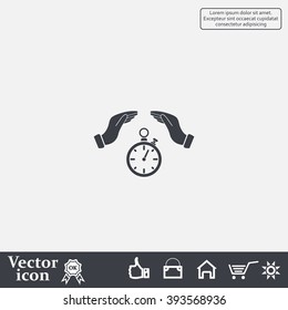 Illustration of wo hands protecting or giving a timer



