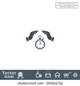 Illustration of wo hands protecting or giving a timer



