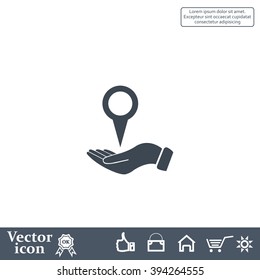 Illustration of wo hands protecting or giving a map mark