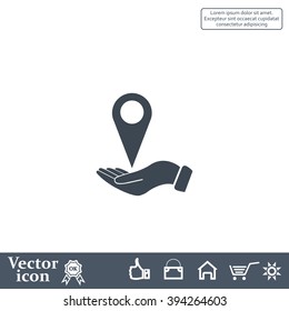 Illustration of wo hands protecting or giving a map mark
