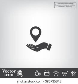 Illustration of wo hands protecting or giving a map mark