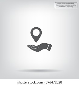 Illustration of wo hands protecting or giving a map mark