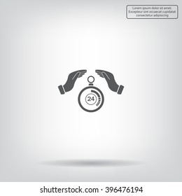 Illustration of wo hands protecting or giving a timer



