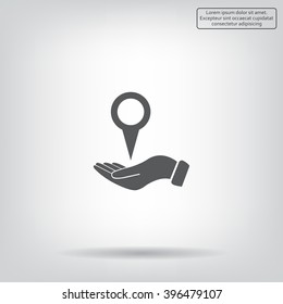 Illustration of wo hands protecting or giving a map mark