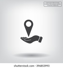Illustration of wo hands protecting or giving a map mark