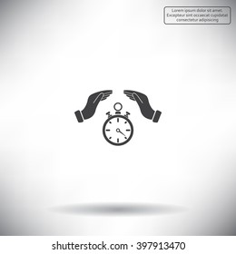 Illustration of wo hands protecting or giving a timer