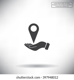Illustration of wo hands protecting or giving a map mark