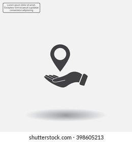 Illustration of wo hands protecting or giving a map mark