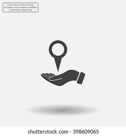 Illustration of wo hands protecting or giving a map mark