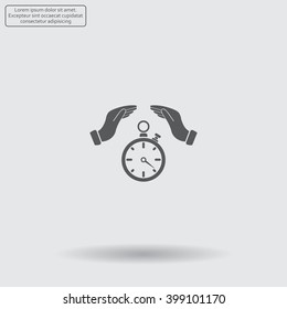 Illustration of wo hands protecting or giving a timer



