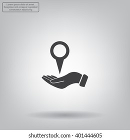 Illustration of wo hands protecting or giving a map mark
