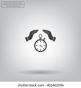 Illustration of wo hands protecting or giving a timer