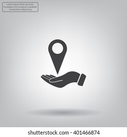 Illustration of wo hands protecting or giving a map mark