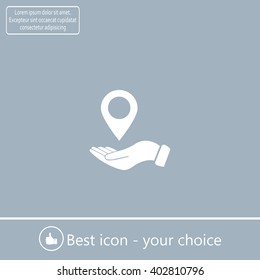 Illustration of wo hands protecting or giving a map mark