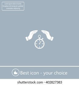 Illustration of wo hands protecting or giving a timer