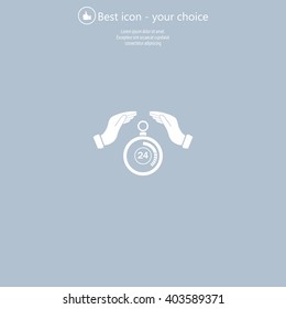 Illustration of wo hands protecting or giving a timer



