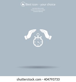 Illustration of wo hands protecting or giving a timer




