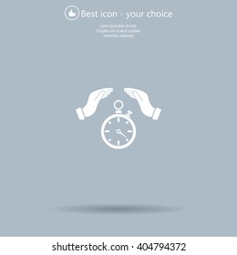 Illustration of wo hands protecting or giving a timer




