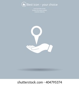 Illustration of wo hands protecting or giving a map mark