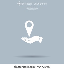 Illustration of wo hands protecting or giving a map mark
