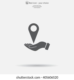 Illustration of wo hands protecting or giving a map mark