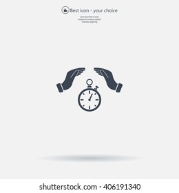 Illustration of wo hands protecting or giving a timer



