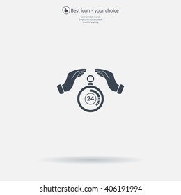 Illustration of wo hands protecting or giving a timer



