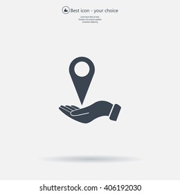Illustration of wo hands protecting or giving a map mark