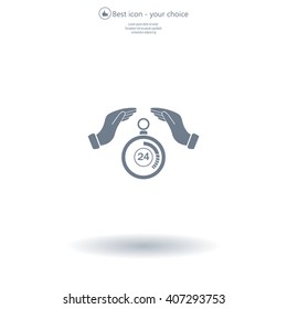 Illustration of wo hands protecting or giving a timer




