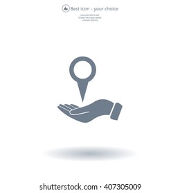 Illustration of wo hands protecting or giving a map mark