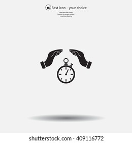 Illustration of wo hands protecting or giving a timer



